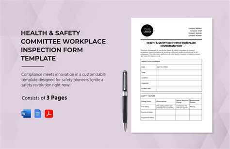 Health Safety Committee Workplace Inspection Form Template In Word