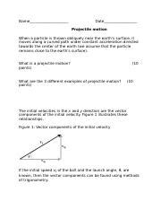 Projectile Motion Lab M Docx Name Date Projectile Motion When A