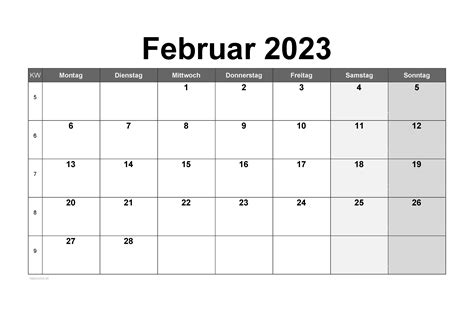 Kalender Februar Zum Ausdrucken Pdf Xls Png