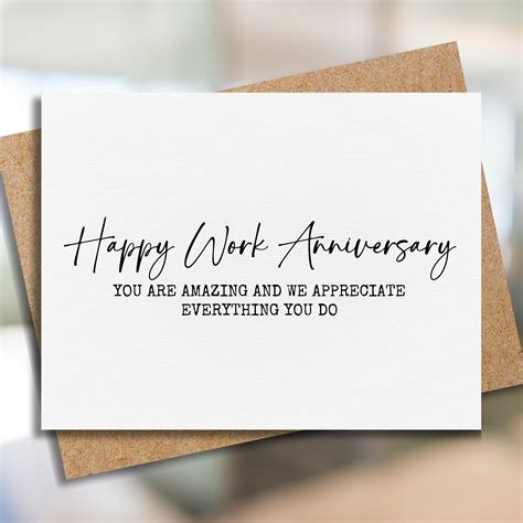 Work Anniversary Card | Happy Work Anniversary | Service Recognition
