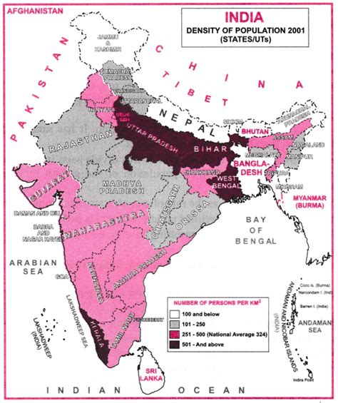 What is density of population? Give India’s population distribution by density with the reasons ...