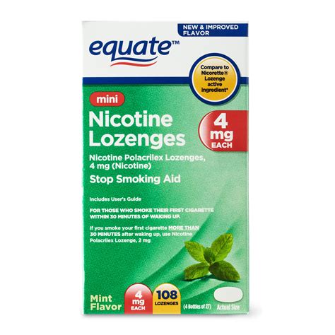 Equate Mini Nicotine Polacrilex Lozenges 4mg Mint 108 Count