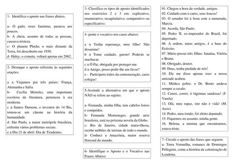 DOCX Atividades Aposto E Vocativo PDFSLIDE NET