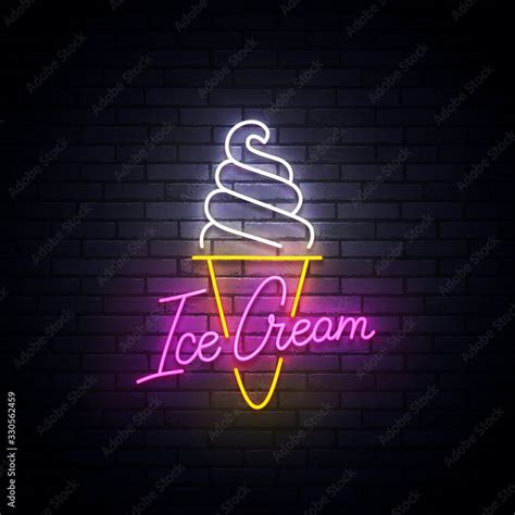 Ice Cream Neon Sign Bright Signboard Light Banner Ice Cream Logo