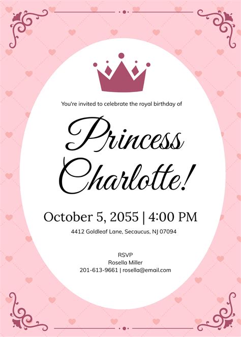 Free Royal Princess Birthday Invitation Template Edit Online And Download