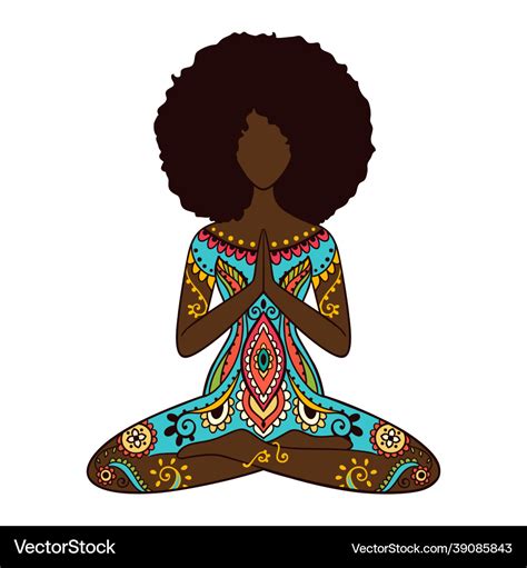 Yoga Girl African American Woman Doing Royalty Free Vector