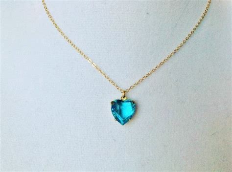 Aqua Heart Pendant Necklace Heart Pendant Necklace Blue | Etsy