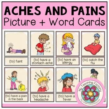 Aches And Pains Picture Word Cards Esl Efl By My Teaching Factory