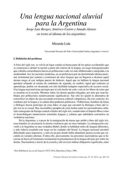 Pdf Una Lengua Nacional Aluvial Para La Argentina Jorge Luis Borges Américo Castro Y Amado