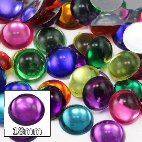 Acrylic Round Cabochons Flat Back 18mm 30 Pcs