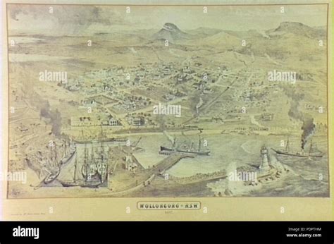 10 Aerial View Of Wollongong Harbour 1887 Stock Photo Alamy
