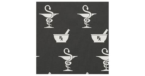 Symbols of Pharmacy Black Fabric | Zazzle