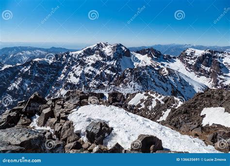 Jebel Toubkal Winter Ascent In High Atlas Mountains In Morocco Stock