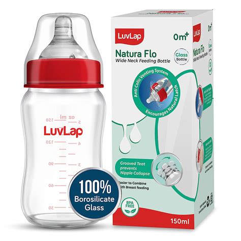 Buy Luvlap Natura Flo Wide Neck Glass Feeding Bottle New Born Infants