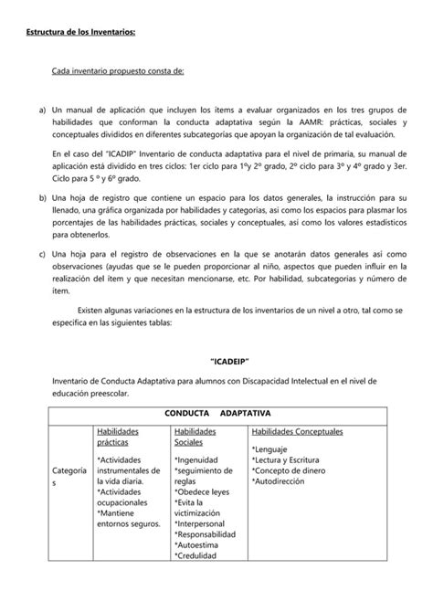 Inventarios De Conducta Adaptativa Para Alumnos Con Disc Doc