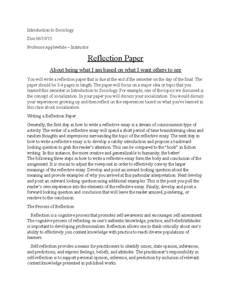 Understanding The Self Reflection Paper Pin On Reflective Essay