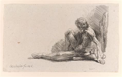 Nude Man Seated On The Ground With One Leg Extended Free Public Domain