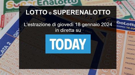 Estrazioni Lotto oggi e numeri SuperEnalotto di giovedì 18 gennaio 2024