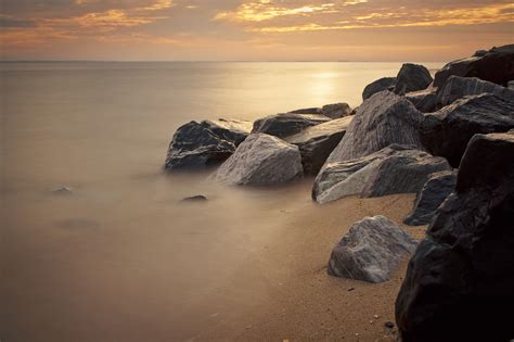 Wallpaper Sunlight Sunset Sea Bay Rock Shore Sand Reflection Beach Sunrise Morning