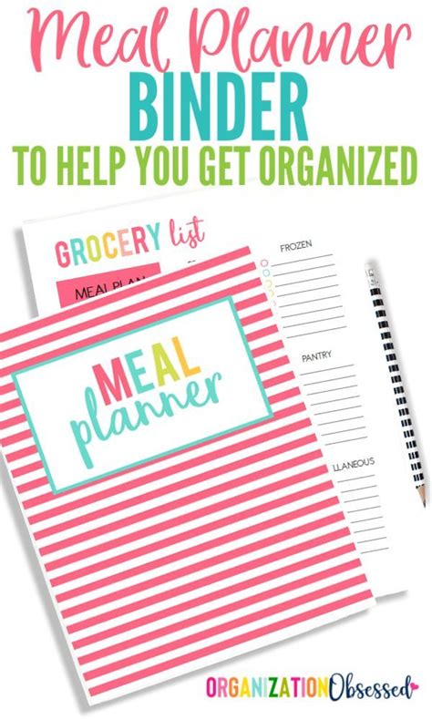 Meal Planning Printable Binder Organization Obsessed Meal Planning