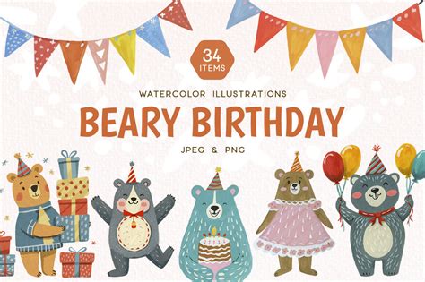 Beary Birthday By Thehungryjpeg Crafts Thehungryjpeg