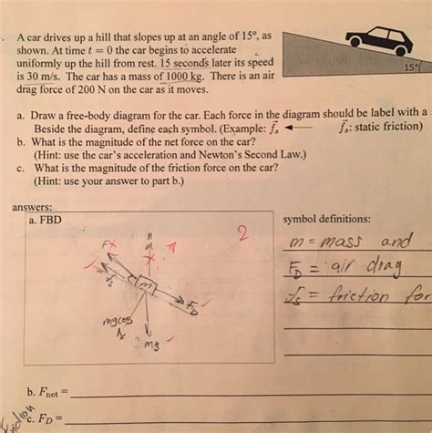 Freebody Diagram Car Moving At Constant Speed Uphill