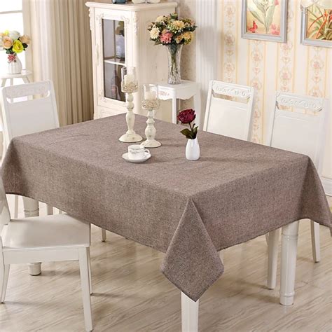 NIOBOMO modern simple yarn dye cotton linen plain style rectangular table cloth for Home Tea ...