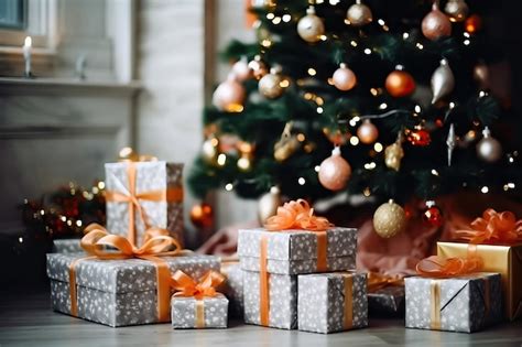 Premium AI Image Gorgeous Christmas Tree Surrounded By Presents