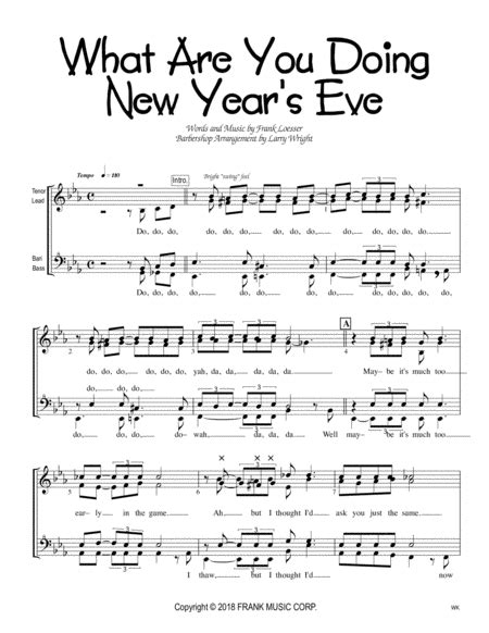 What Are You Doing New Year S Eve Arr Larry Wright Sheet Music