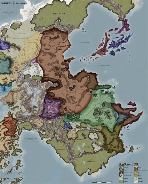 [oc]map Of Kara Tur Nations City States And Political Borders Included R Dndmaps