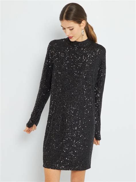 Robe courte à sequins noir Kiabi 39 00