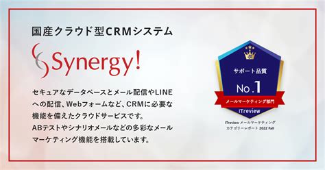 「synergy」が「itreview カテゴリーレポート 2022 Fall」のメールマーケティング部門において『サポート品質no1』を