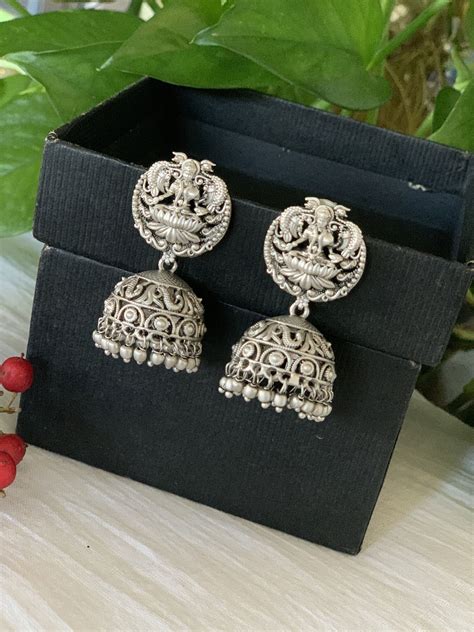 Indian Jewelry Matt Silver Finished Jhumka Jhumki Earrings Silver