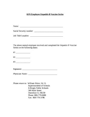 Kps Employee Hepatitis B Vaccine Series Doc Template Pdffiller