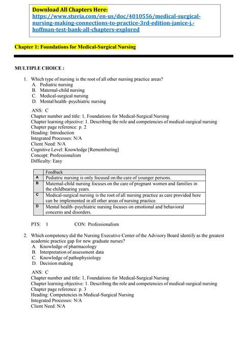 Solution Medical Surgical Nursing Making Connections To Practice Rd