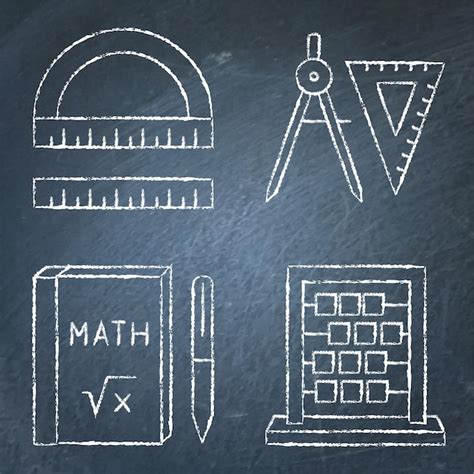 Ensemble d icônes d instruments mathématiques Vecteur Premium