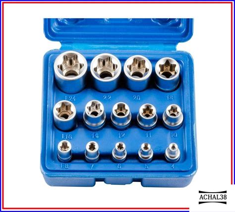 Coffret 14 Douilles Torx Femelles Étoile E4 E24 Kit de Douilles