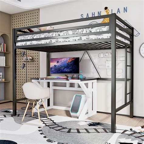 Teen Novogratz Logan Twin Metal Loft Bed With Desk Black Atelier Yuwa Ciao Jp