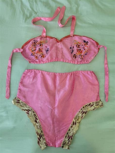 Vintage S S Sweetheart Souvenir Lingerie Set Gem