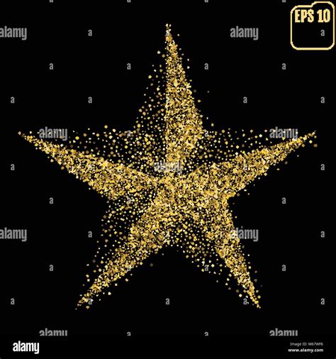 Macro Of Gold Christmas Star Isolated On Black Background Stock Vector