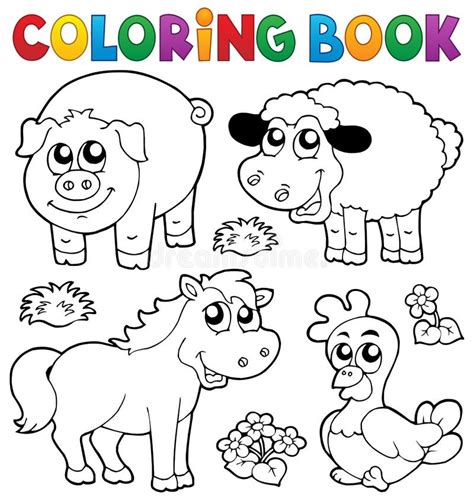 Livre De Coloriage Avec Les Animaux De Ferme Illustration De Vecteur