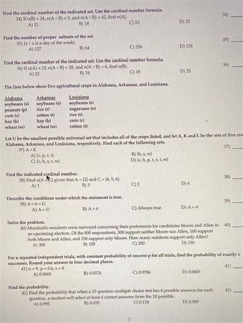 Solved 34 Find The Cardinal Number Of The Indicated Set Chegg