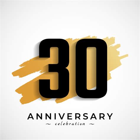 30 Year Anniversary Celebration With Gold Brush Symbol Happy