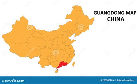 Guangdong Province Map Highlighted On China Map With Detailed State And ...