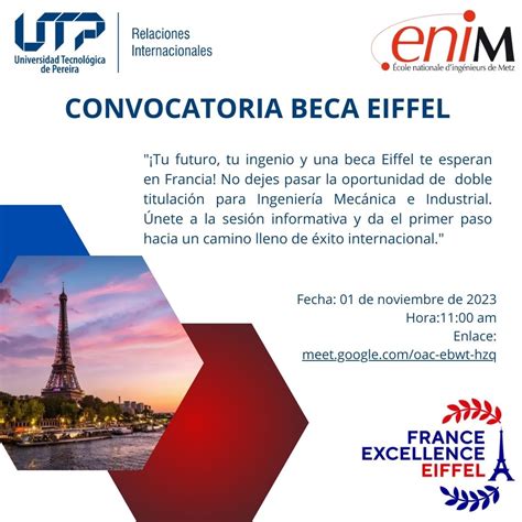 CONVOCATORIA BECA EIFFEL ENIM 2024 Relaciones Internacionales