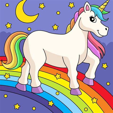 Unicorn Walking On Rainbow Colored Cartoon 6823351 Vector Art At Vecteezy