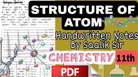 Structure Of Atom Handwritten Notes Pdf Class 11th Chapter 2 Unit 2 Chemistry Notes By Saalik