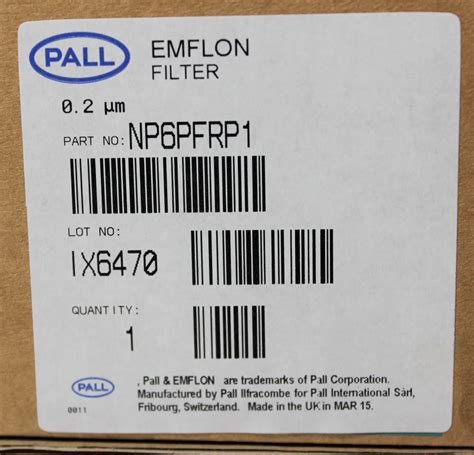 PALL Emflon Filter PFR 0 2m NP6PFRP1 Accessory 2097464584