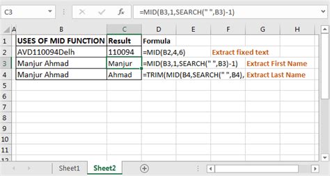 How To Use The Mid Function In Excel