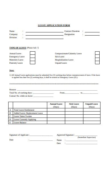 Free 50 Leave Application Forms In Pdf Ms Word Excel